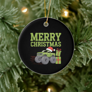 Prettig kerstfeest Monstertruck Peuter Jongens Ker Keramisch Ornament