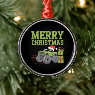 Prettig kerstfeest monstertruck peuter jongens Ker Metalen Ornament