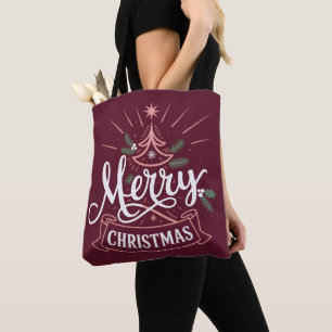 Prettig kerstfeest Mooie kerstboom Kerstvakantie Draagtas