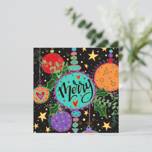 Prettig Kerstfeest Mooie Versieringen Inspiratie Feestdagenkaart (Staand voorkant)