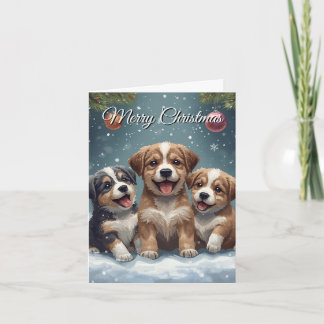 Prettig kerstfeest Moppige Puppies Kerstkaart Feestdagen Kaart