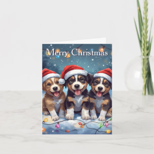 Prettig kerstfeest Moppige Puppies Kerstkaart Feestdagen Kaart