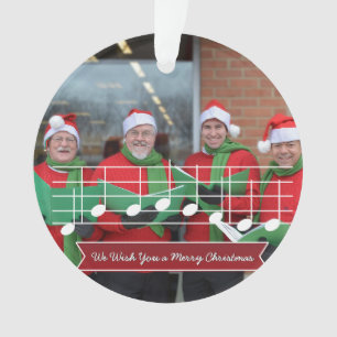 Prettig Kerstfeest Muzieknoot Foto Rood Ornament