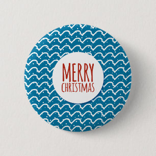 Prettig kerstfeest Naadloos patroon Blauwe textuur Ronde Button 5,7 Cm