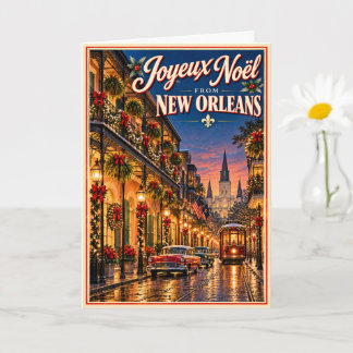 Prettig Kerstfeest New Orleans Vintage Reis Kerstm Kaart
