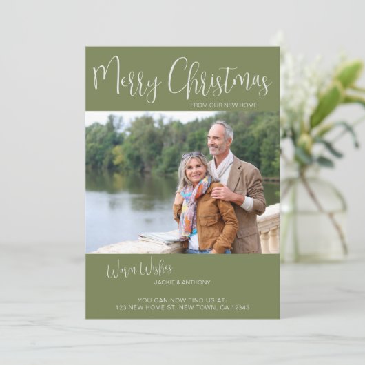 Prettig kerstfeest Nieuw huis Grove den Boom Teken Feestdagenkaart (Staand voorkant)