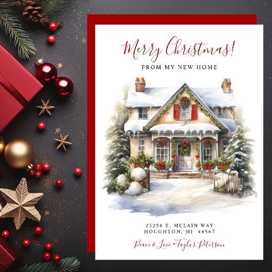 Prettig kerstfeest nieuwe woning aankondiging