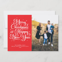 Prettig kerstfeest Nieuwjaar Rode Script Foto
