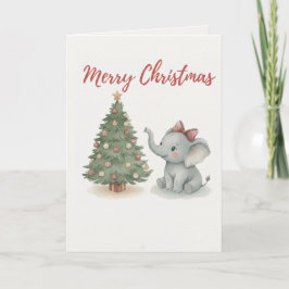 Prettig kerstfeest Olifant Kaart Cute Baby Olifant