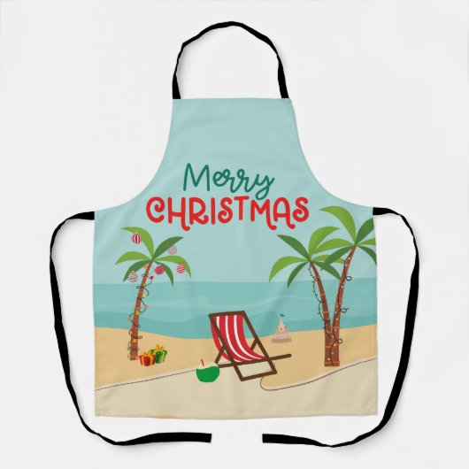 Prettig kerstfeest op het strand schort (Voorkant)