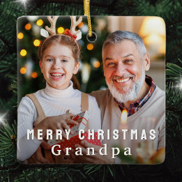 Prettig kerstfeest opa aangepaste foto keramisch ornament
