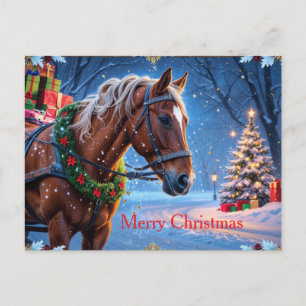 Prettig kerstfeest Paard met kerstcadeaus Feestdagenkaart