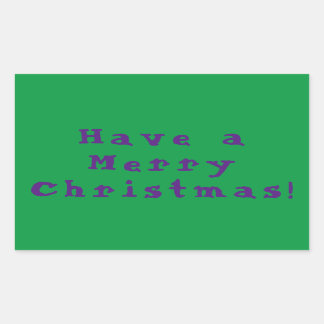 Prettig Kerstfeest! Paars op groene achtergrond Rechthoekige Sticker