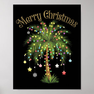 Prettig kerstfeest Palmboom Licht Hawaiaanse Troca Poster