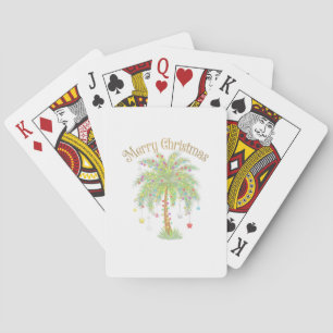 Prettig kerstfeest Palmboom Licht Nieuwjaar Tropis Pokerkaarten