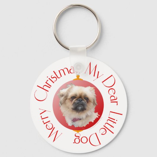 Prettig kerstfeest Pekingees Sleutelhanger (Voorkant)