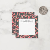 Prettig kerstfeest pepermunt snoep canes sneeuwvlo notitiekaartje (Voorkant / Achterkant in situ)