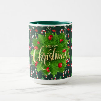 Prettig kerstfeest pepermuntstokken mok