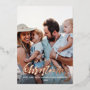 PRETTIG KERSTFEEST Persoonlijke Foto ROSE GOLD Folie Uitnodiging