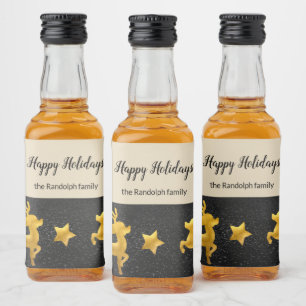 Prettig Kerstfeest Persoonlijke Gouden Rendier Likeurfles Etiket