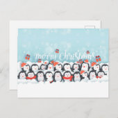 Prettig kerstfeest Pinguïnfamilie Feestdagenkaart (Voorkant / Achterkant)