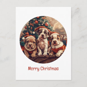Prettig kerstfeest Pit Bull Puppy Honden Feestdagenkaart