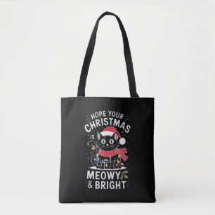 Prettig Kerstfeest, Poeslief en Licht Kat Kerstmis Draagtas