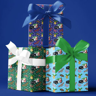 Prettig kerstfeest politieagent Santa agent auto Inpakpapier Vel