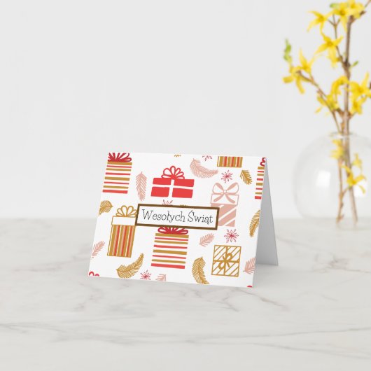 Prettig Kerstfeest, Poolse kerstkaart Kaart (Gele Bloem)