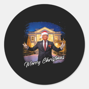 Prettig kerstfeest – President Trump Sinterklaas G Ronde Sticker