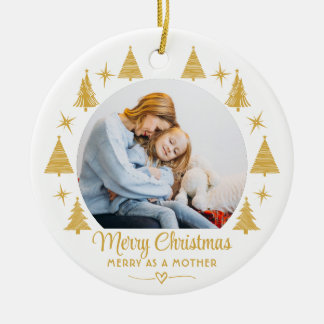 Prettig Kerstfeest Prettig Als Een Moeder Wit Goud Keramisch Ornament