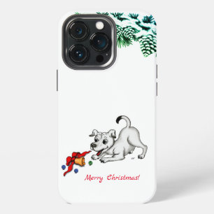 Prettig kerstfeest! Puppy met Bel en Bal iPhone 13 Pro Hoesje