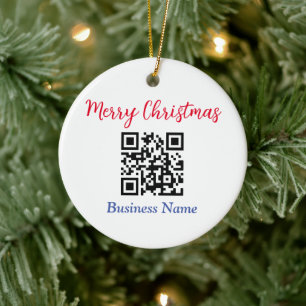 Prettig kerstfeest, QR-code, bedrijfsnaam, Vs 2 Keramisch Ornament
