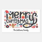 Prettig kerstfeest rechthoekige sticker (Voorkant)
