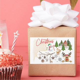 Prettig kerstfeest rechthoekige sticker