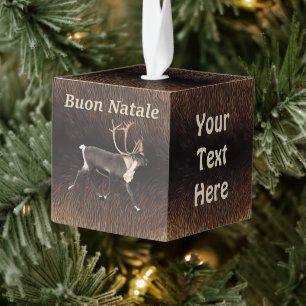 Prettig Kerstfeest - Rendier Bull Caribou Kubus Ornament