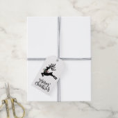 Prettig kerstfeest rendier cadeaulabel (Met Touw)