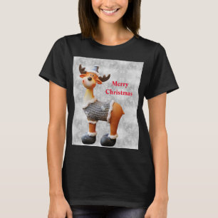 Prettig kerstfeest rendier met een hoed          t-shirt