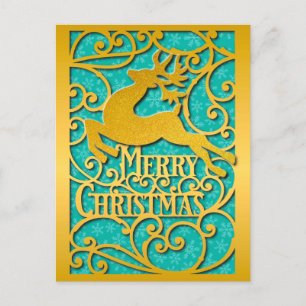 Prettig kerstfeest rendier silhouetten Sneeuwvlok Briefkaart