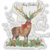Prettig kerstfeest rendier sticker (Voorkant)
