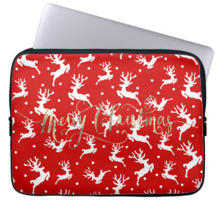 Prettig kerstfeest Rendieren Rood Laptop Sleeve