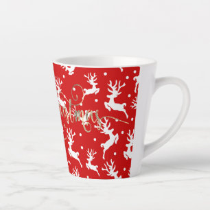 Prettig kerstfeest Rendieren Rood Latte Mok