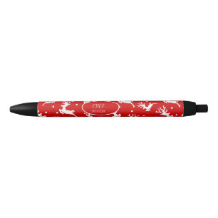 Prettig kerstfeest Rendieren Rood Vakantie Zwarte Inkt Pen