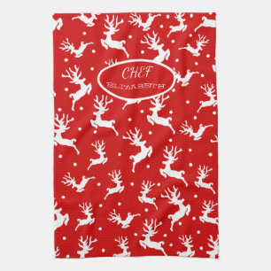 Prettig kerstfeest Rendieren Rood Vakantieperiode Theedoek