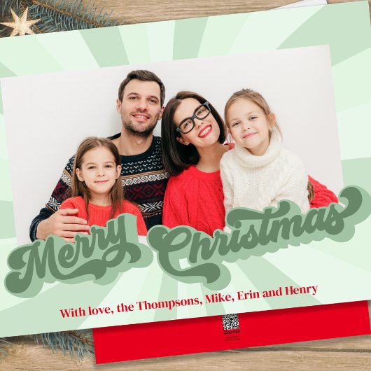 Prettig kerstfeest Retro typografie Multi foto Feestdagenkaart