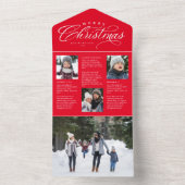 Prettig kerstfeest rode familie update drievoudige all in one uitnodiging (Binnen)