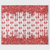 Prettig kerstfeest rode glitter cadeaupapier (Vlak)