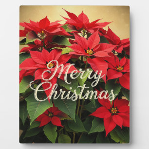 Prettig kerstfeest rode poinsettia's fotoplaat