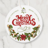 Prettig Kerstfeest | Rode Typografie Bedankjes Labels (Voorkant)