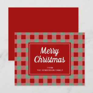 Prettig kerstfeest Rood Buffalo geruite patroon Va Briefkaart